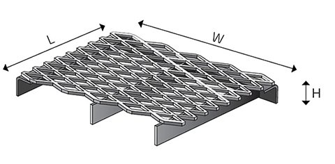 Expanded metal grating and stair tread diagram