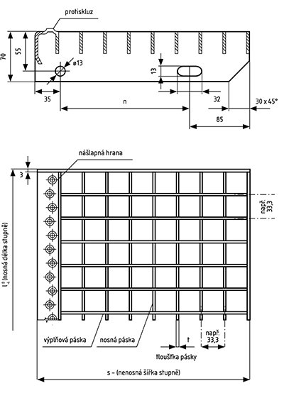 Example of a press-locked stair tread