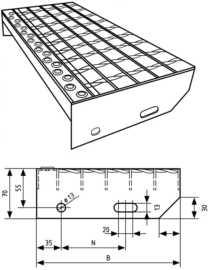 Welded stair tread diagram